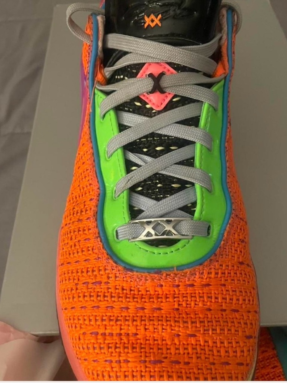 Nike Orange and Green Knit Men's Sneakers